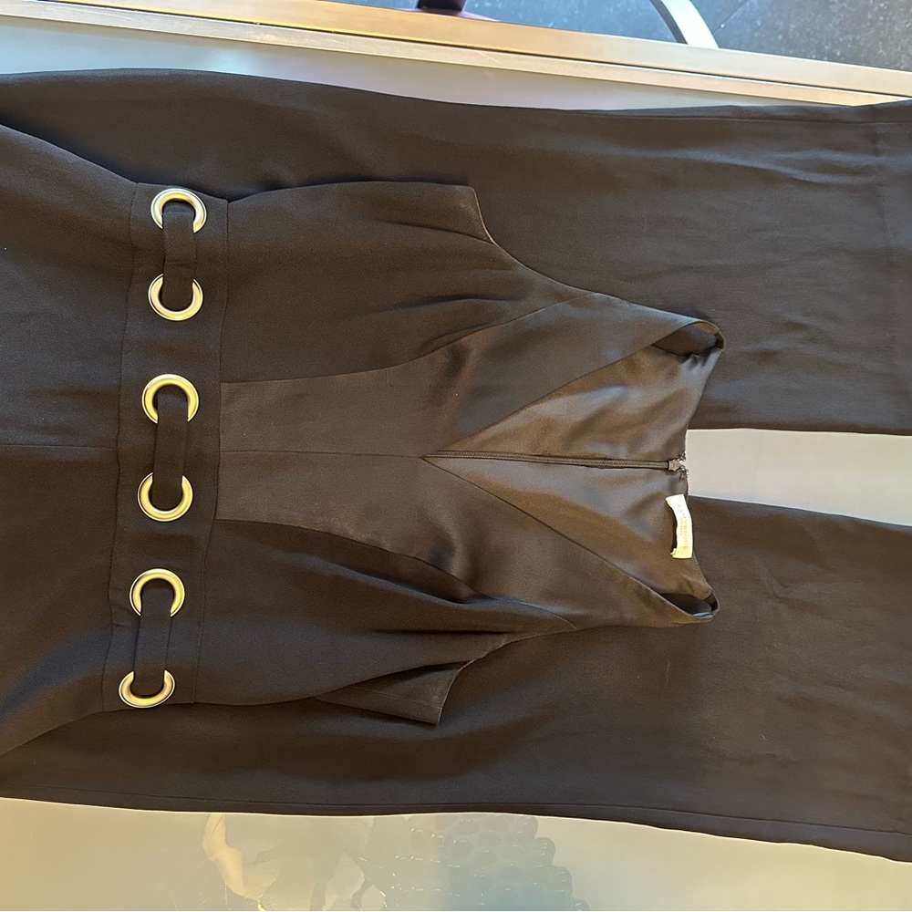 Ramy Brook Black Jumpsuit Sleeveless Gold Details wide leg size 4 - Picture 7 of 8